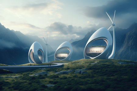 Futuristic environmentally friendly power plant of the future, Revolutionizing Energy Systems with Full Automation. Efficiency and Comfort of Fully Automated Modern Energy Systemsの素材