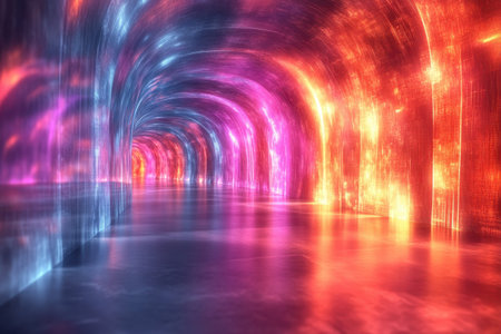 The passageway is adorned with brilliant colors that create an enchanting atmosphere in the space.の写真素材