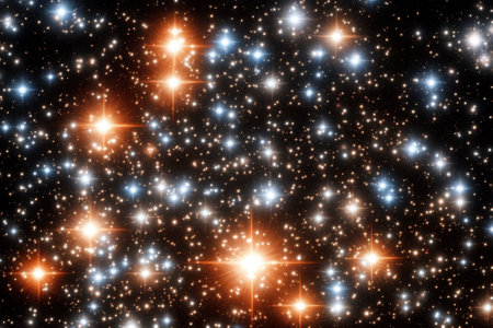 Countless stars sparkle in the blackness of space, revealing an awe-inspiring cosmic panorama filled with colors.の写真素材