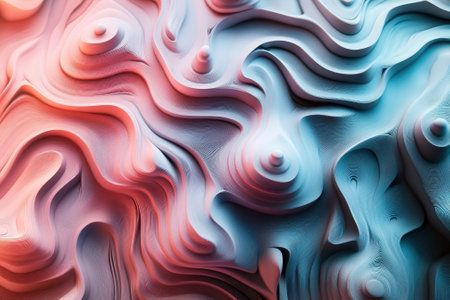 A dynamic blend of red and blue hues forms swirling patterns, showcasing a captivating abstract design.の写真素材