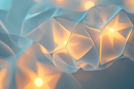 Delicate light accents shine through a translucent, textured surface, creating a warm ambiance.の写真素材