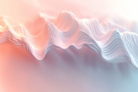 Abstract design features smooth, wavy contours in soft hues, creating a calm and serene visual atmosphere.の写真素材