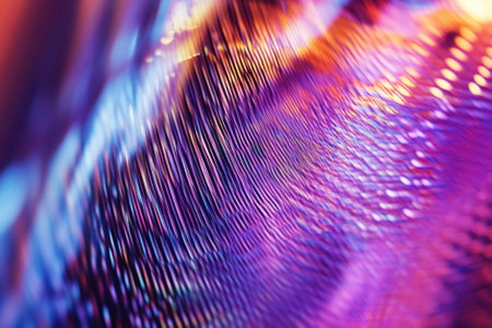 Bright colors swirl together in an abstract display, showing intricate patterns created by light.の写真素材