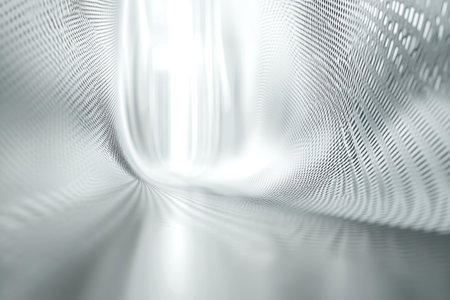 A metallic surface creates an abstract flow enhanced by gentle lighting effects.の写真素材