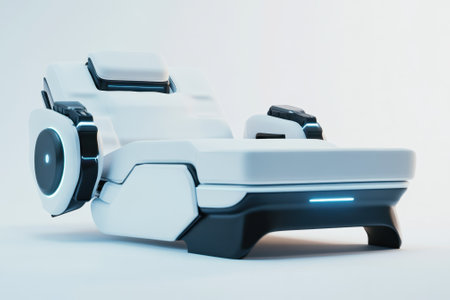 A modern reclining chair showcases advanced design with ergonomic support and stylish contours, perfect for relaxation.の写真素材