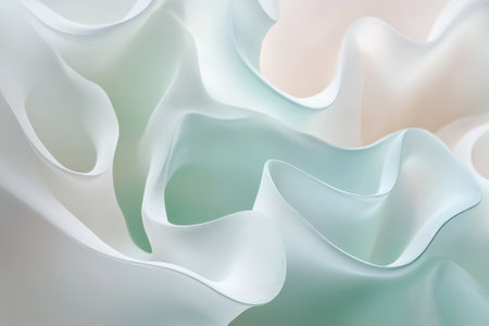 Soft, flowing forms in gentle pastels create an ethereal and calming atmosphere in this abstract artwork.の写真素材