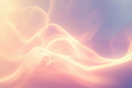 Gentle pastel waves flow together, creating a tranquil abstract design filled with soft colors and shapes.の写真素材