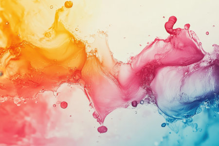 Vibrant liquid colors blend and swirl together in a dynamic display of artistic creativity.の写真素材