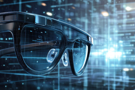 Smart glasses showcase advanced augmented reality features, highlighting their potential in everyday life.の写真素材