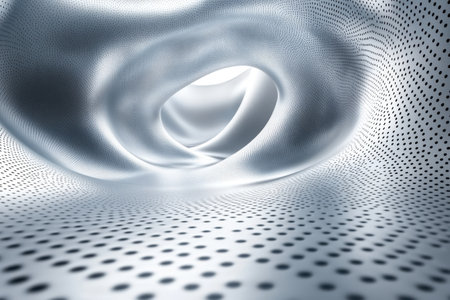 A gentle play of light reveals textured white fabric, creating a calming and abstract visual effect.の写真素材