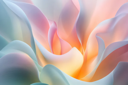 Soft pastel colors blend beautifully to create a mesmerizing flower-like pattern full of delicate curves.の写真素材