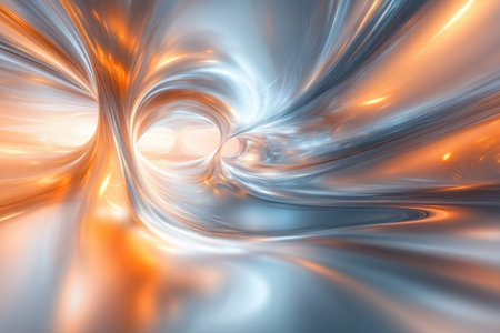 An abstract representation of swirling colors resembling a vibrant tunnel effect, evoking motion and depth.の写真素材