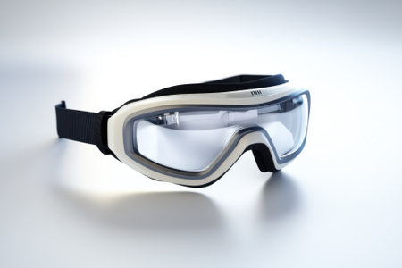 These ski goggles feature a sleek design, offering clear vision and comfort for skiing enthusiasts in snowy conditions.の写真素材
