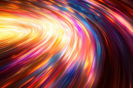 Bright colors blend and swirl together, creating a captivating motion effect that evokes energy and excitement.の写真素材