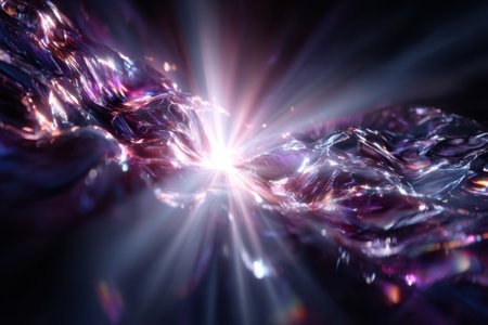 Swirling colors and radiant light create a dynamic composition reminiscent of cosmic phenomena.の写真素材