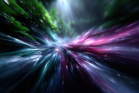 Dynamic colors and light converge in a captivating display, creating an enchanting, otherworldly atmosphere.の写真素材