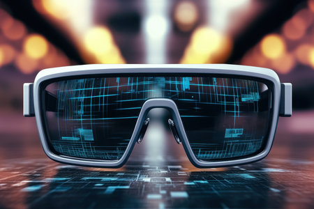 Augmented reality glasses with a sleek design highlight cutting-edge technology in a stylish environment.の写真素材