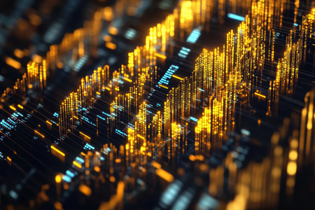 Colorful sound waves create a captivating visual experience, highlighting the beauty of audio dynamics and frequencies.の写真素材