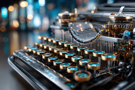 Close up of a vintage typewriter keyboardの写真素材