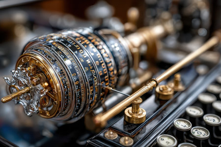 A shiny mechanical device sparkles in natural light, showing its intricate designs and functions.の写真素材