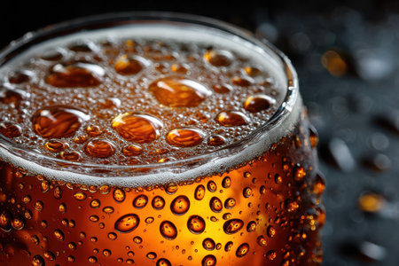 Closeup of a glass of beer with condensationの写真素材