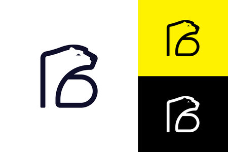 Stylized Letter B Bear Logo Vector featuring a minimalist and modern design. Perfect for branding, mascots, and business logos. Fully customizable and scalable for any project.のイラスト素材