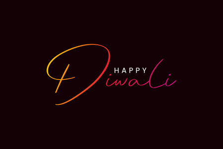 Happy Diwali text vector art | Happy Diwali text design | Happy Diwali cursive font design | Diwali Festival vector | Deepavali designのイラスト素材