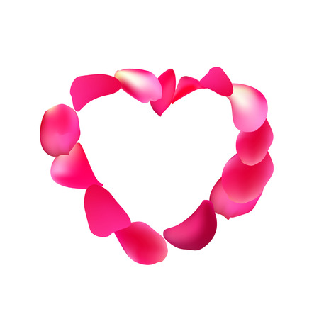 Rose petals in shape of heart. Greeting card for Valentine's day, Mother's day. Love symbol.のイラスト素材