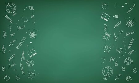 Blank green chalkboard grunge dirty textured wallpaper. Vector illustration for your design.のイラスト素材