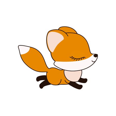 Cute fox winking isolated on white background. Premium quality vector design element.のイラスト素材
