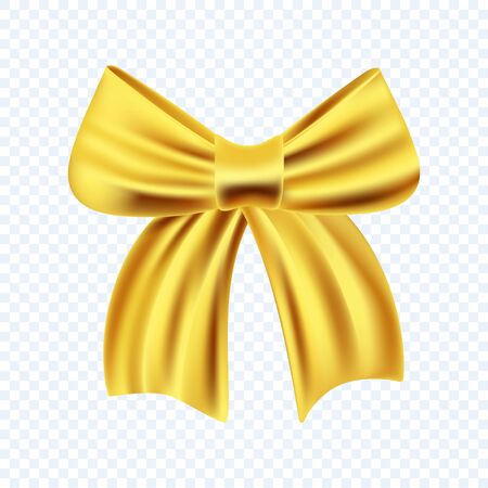 Beautiful gold bow isolated on transparent background. Decorative vector design template.のイラスト素材