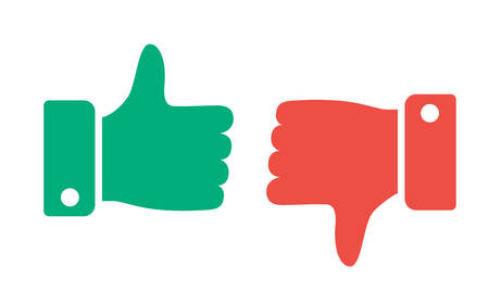 Thumbs up and thumbs down, like and dislike symbol, positive and negative icon. High-quality illustration.のイラスト素材