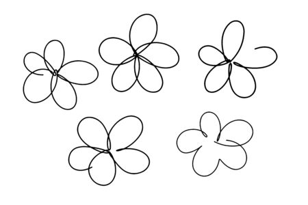 Continuous line art, hand drawn flowers. Doodle style, floral elements. Vector illustration for design slogan, t-shirts.のイラスト素材