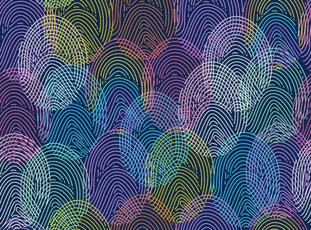 Diverse fingerprint concept, data security metaphor. Vector seamless pattern.のイラスト素材