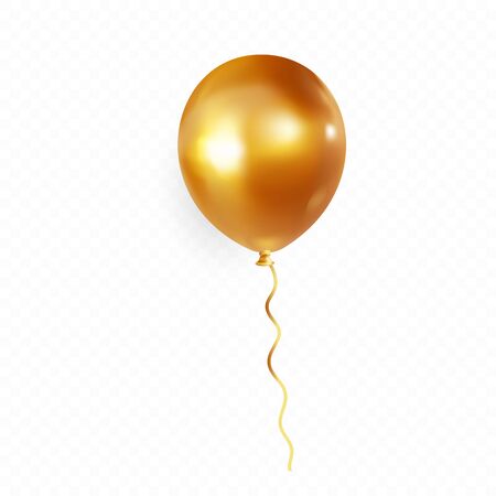 Gold helium balloon isolated on transparent background. Premium vector illustration.のイラスト素材