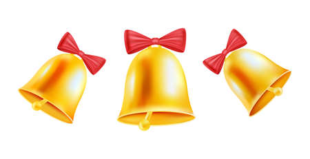 Antique golden Christams golden bell isolated on transparent background. Vector design element.のイラスト素材