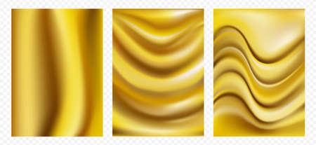 Gold silky textured collection in a relistic style. Light golden alloy. Premium vector.のイラスト素材