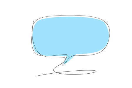 Speech bubble in continuous line drawing. Sketchy talk concept. Outline simple artwork. Vector illustration.のイラスト素材