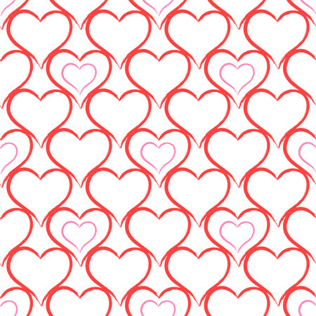 Simple heart seamless pattern for Valentines Day. Love, romantic background. Vector Illustration.