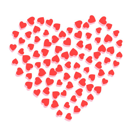 Red heart template n isolated on white background. Love symbol. Greeting card for Woman, Mother,...