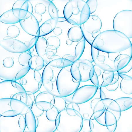 Water bubble model set isolated on transparent background. Vector illustration.のイラスト素材