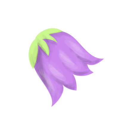 Vector Blue Bell Flower in Digital Watercolor and Continuous Line Drawing. Lilac Flower Beautiful Artwork Isolated on White Background.の写真素材