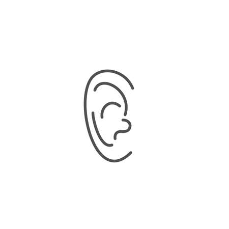 Vector Ear in Linear Style with Editable Stroke isolated on White Background. Hearing Sign.の写真素材