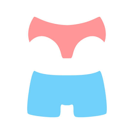 Panties Silhouette Isolated on White Background. Vector Male and Female Underwear Design.のイラスト素材