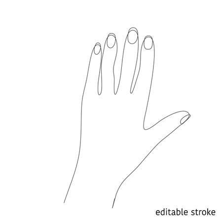 Hand in Linear Style. Vector Sketchy Waving Concept. Outline Simple Artwork with Editable Stroke.のイラスト素材