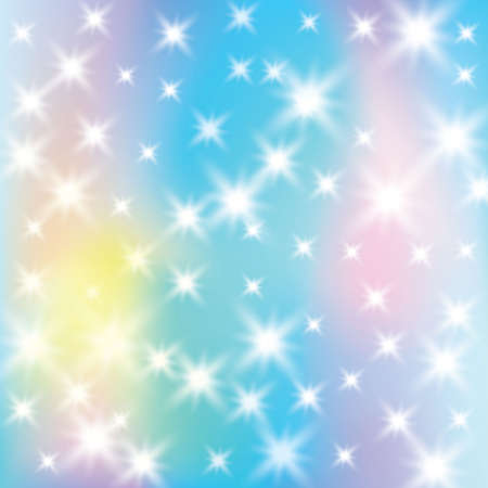 Hologram Background with Shiny Stars. Unicorn Fantasy Wallpaper Template. Vector Beautiful Rainbow Pattern.のイラスト素材
