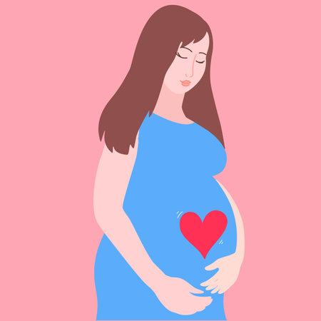 Pregnant Woman in Modern Flat Style. Maternity concept. Vector illustration.のイラスト素材
