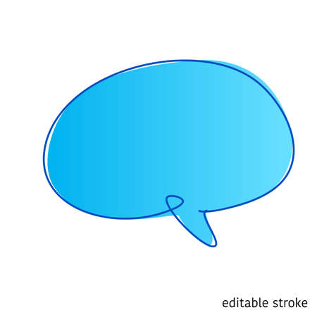 Vector Speech Bubble in Continuous Line Drawing with Editable Stroke. Sketchy Talk Concept. Outline Simple Artwork.のイラスト素材
