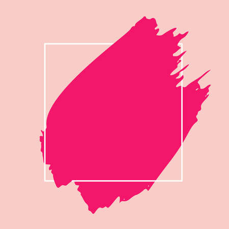 Abstract HanDrawn Paint Bush Stroke in Geometric Frame. Digital Watercolor Banner Design Element. Creative Messy Template.のイラスト素材