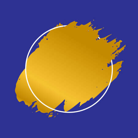 Abstract HanDrawn Paint Bush Stroke in Geometric Frame. Digital Watercolor Banner Design Element. Creative Messy Template.のイラスト素材